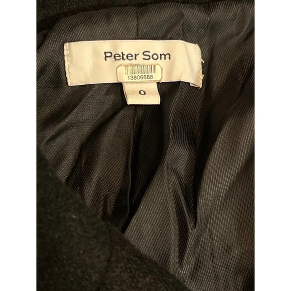 Peter Som Collective Colorblock Wool Coat in Black 0 Womens Trench Jacket - Picture 8 of 12